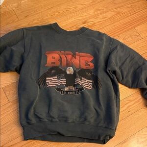Anine Bing Dark Gray Sweatshirt with Eagle Graphic